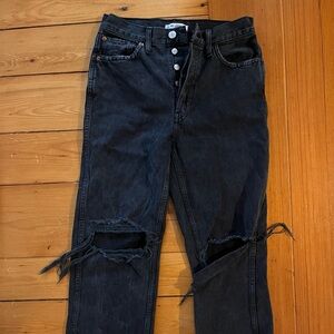 Re/Done Charcoal Button-Fly Jeans